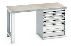840mm High Benches Bott Bench 1500x750x840mm with Lino Top and 6 Drawer Cabinet
